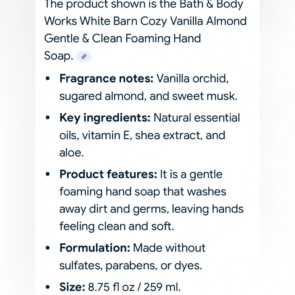 White Barn Gentle Foaming Hand Soap - Cozy Vanilla Almond